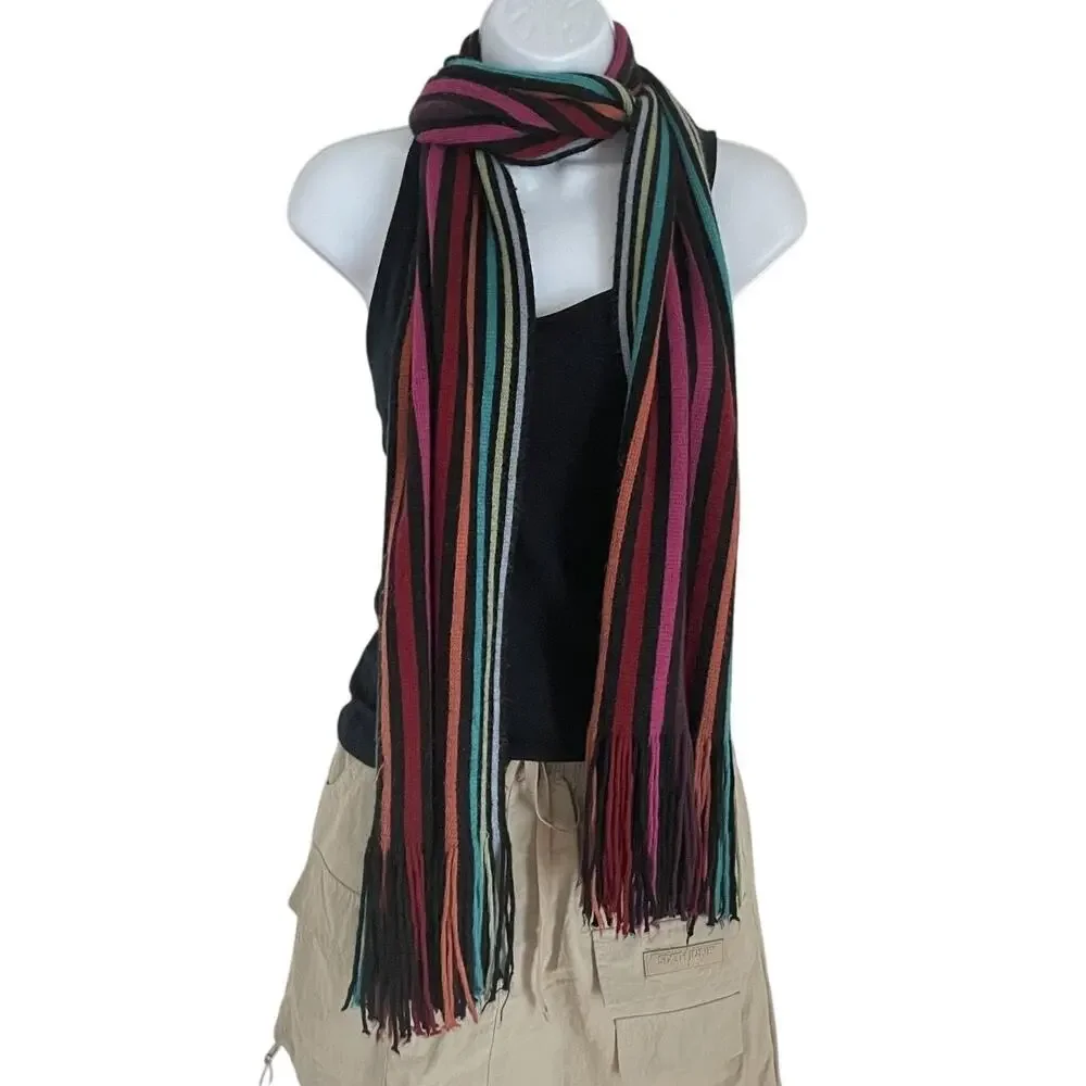 Y2K Rainbow Stripe Scarf Long 6ft Lizzie McGuire Indie Sleaze 2000s Retro‎ Vibes